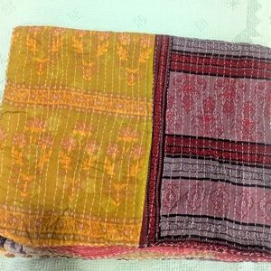 Vintage Kantha Quilt 100% Cotton, 85x55" 🌙